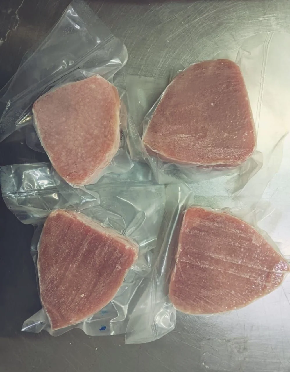 Frozen tuna steaks